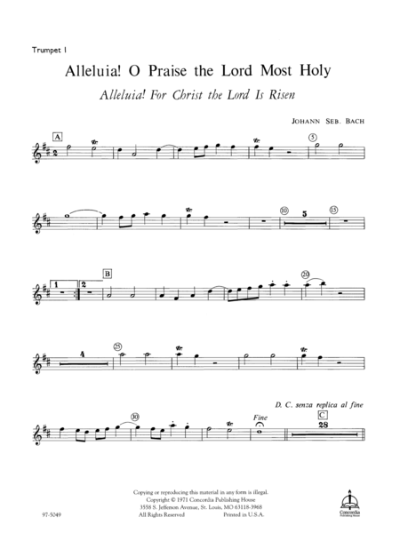 Alleluia! For Christ the Lord Is Risen / Alleluia! O Praise the Lord Most Holy (Instrumental Parts)