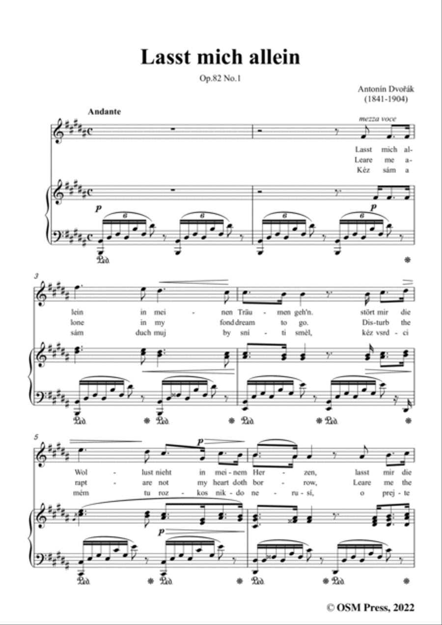 Dvořák-Lasst mich allein,in B Major,Op.82 No.1,from 4 Songs,for Voice and Piano Voice Solo scores gallery preview page 3