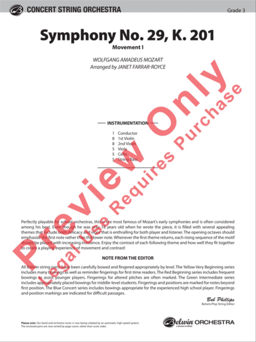 Symphony No. 29, K. 201 Symphony No. 29, K. 201 String Orchestra scores gallery preview page 2
