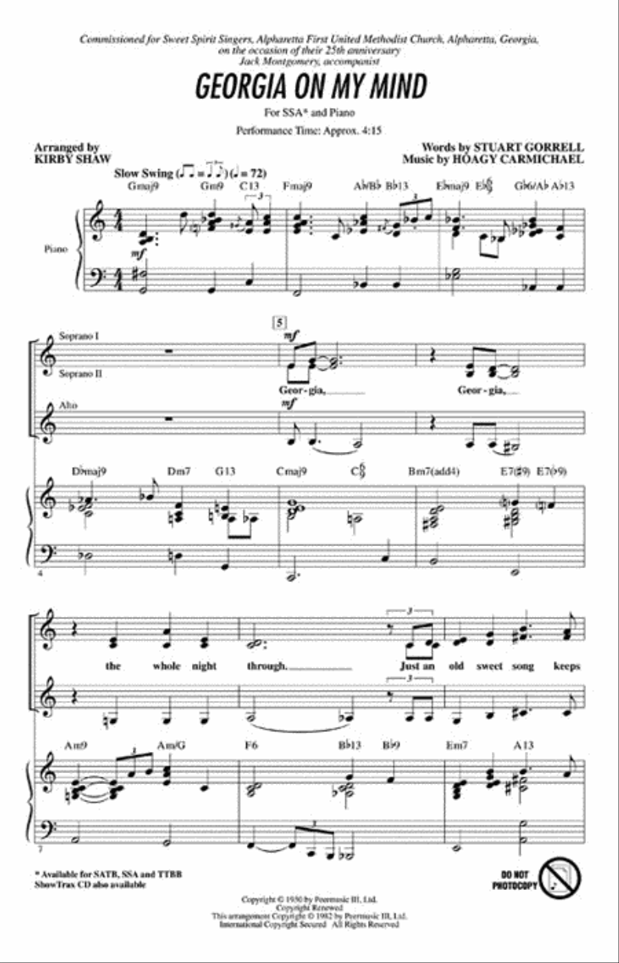 Georgia on My Mind Georgia on My Mind SSA scores gallery preview page 2