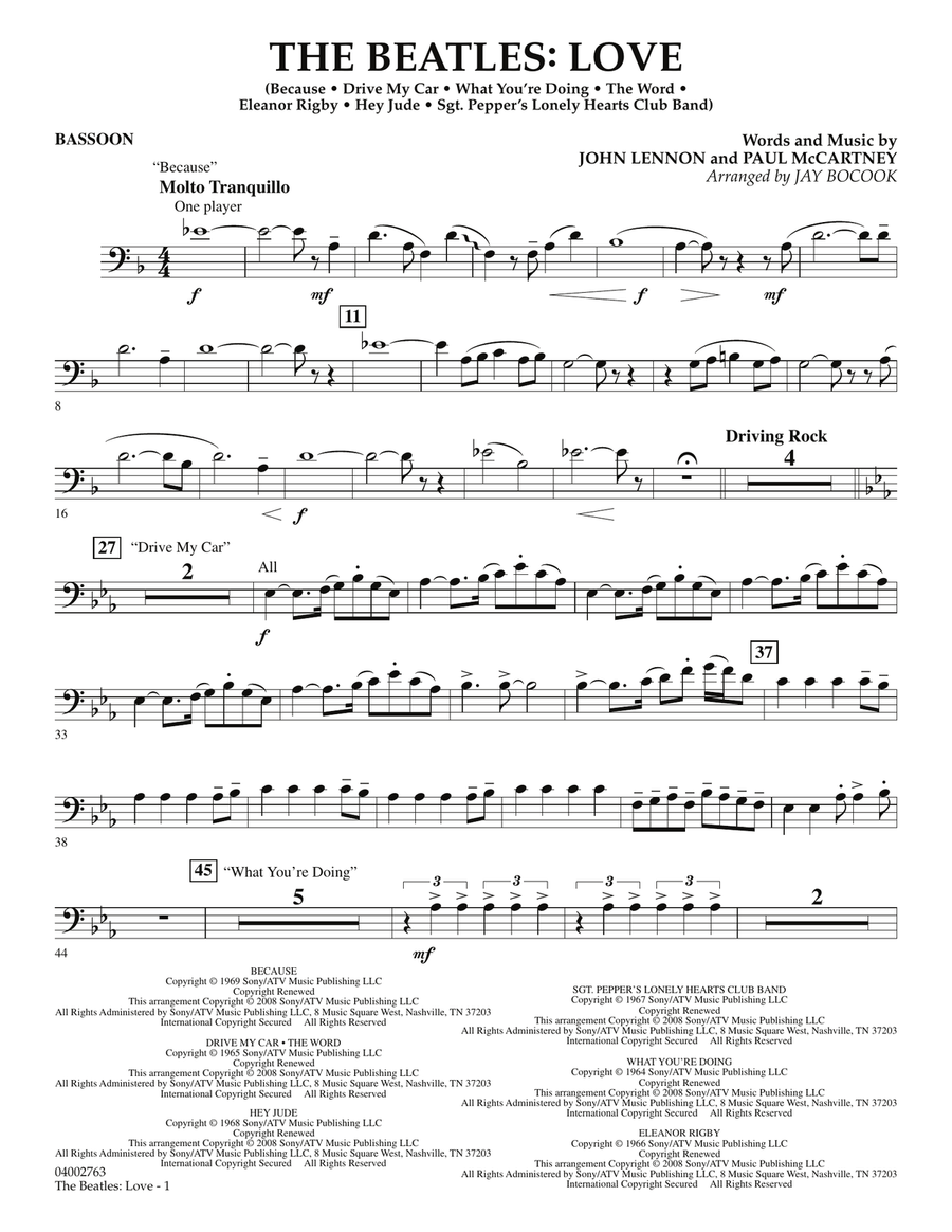 The Beatles: Love - Bassoon Concert Band scores gallery preview page 1