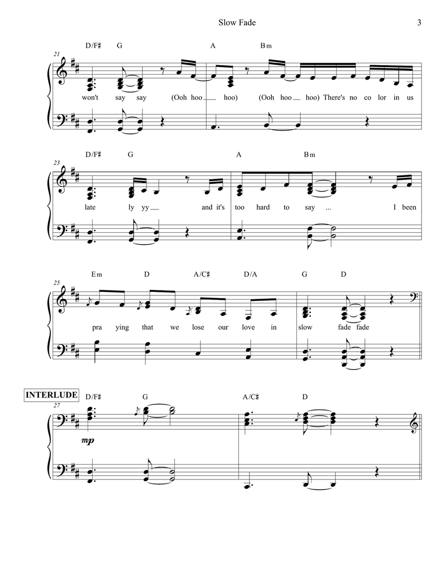 Slow Fade Piano Solo scores gallery preview page 3