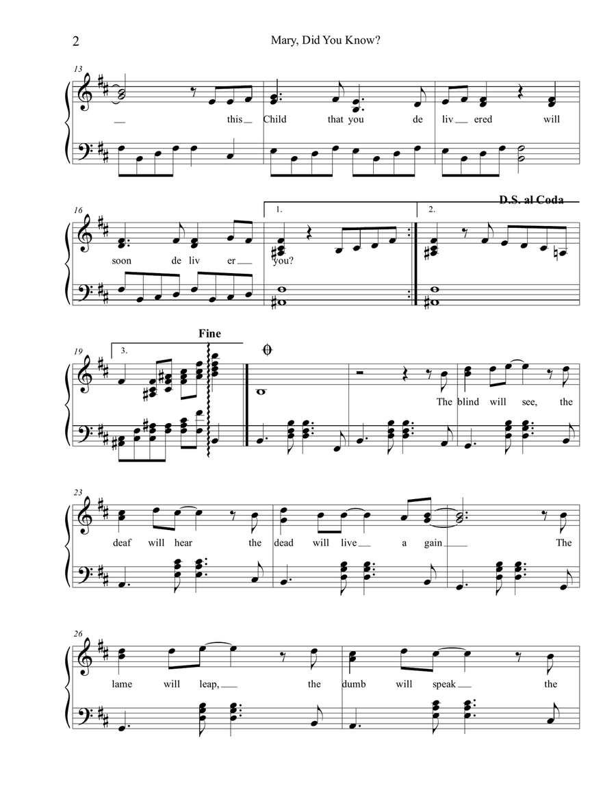 Mary, Did You Know? Piano, Vocal scores gallery preview page 2