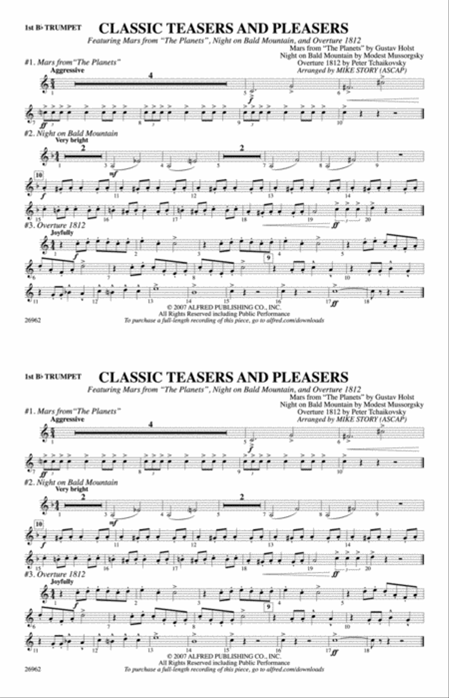 Classic Teasers and Pleasers: 1st B-flat Trumpet Marching Band scores gallery preview page 1