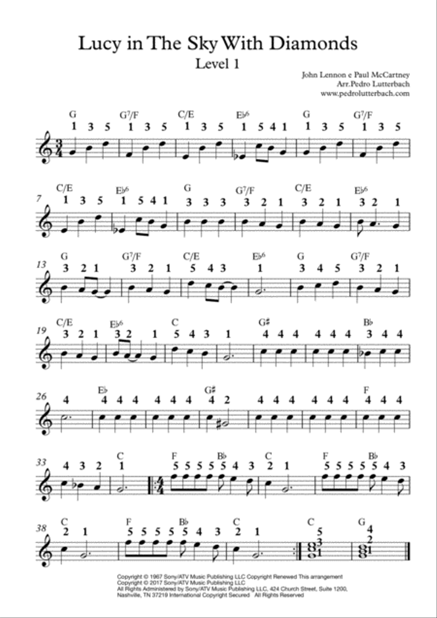 Lucy In The Sky With Diamonds Easy Piano scores gallery preview page 1