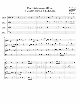 La Rovatta a4 (Canzoni da suonare, 1616, no.8) (arrangement for 4 recorders)