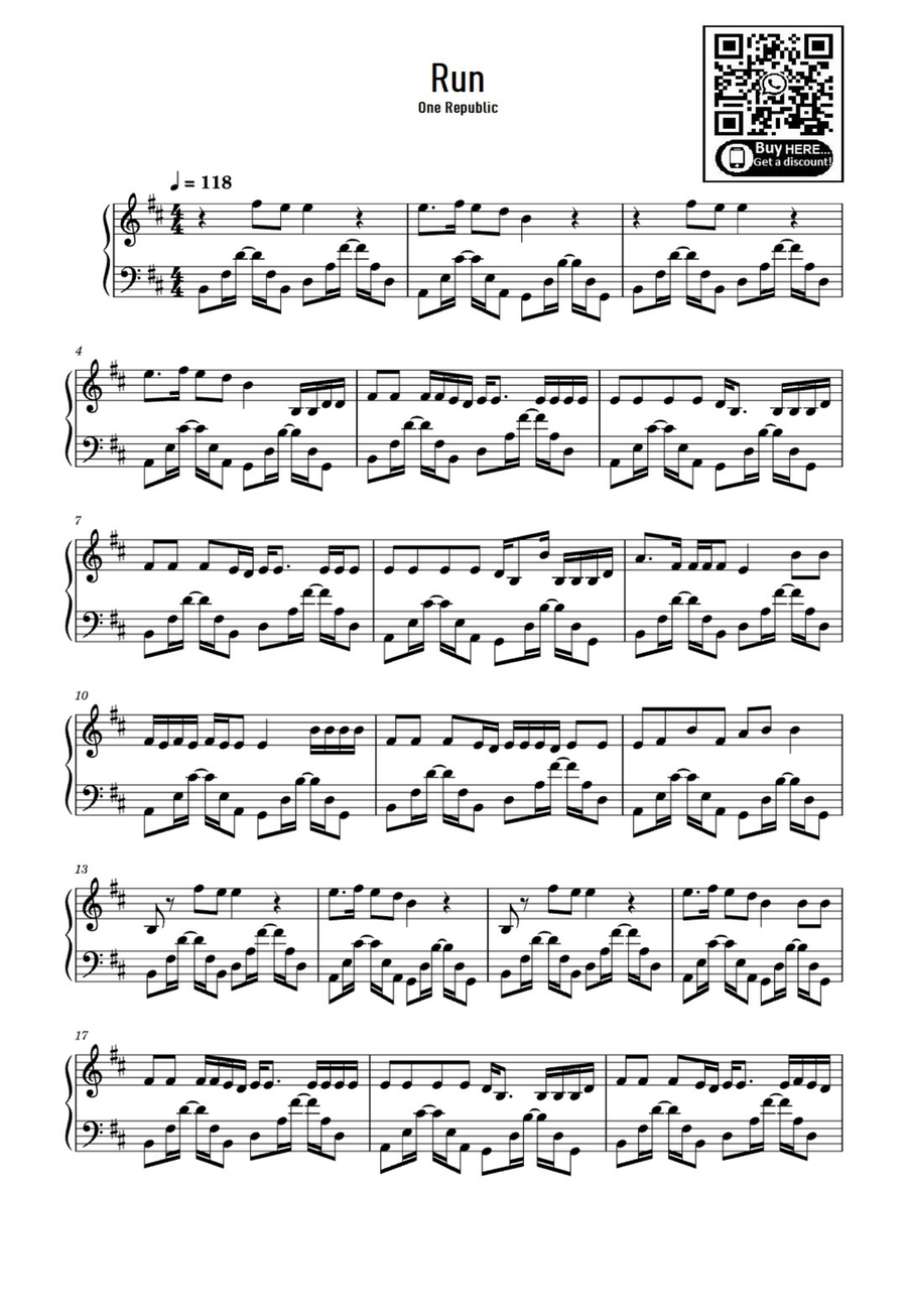 Run Easy Piano scores gallery preview page 1