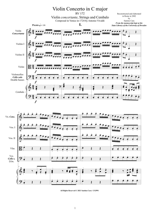 Book cover for Vivaldi - Violin Concerto in C major RV 172 for Violin, Strings and Cembalo