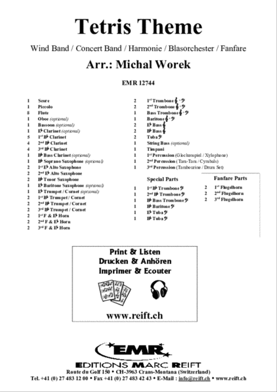 Tetris Theme Concert Band scores gallery preview page 2