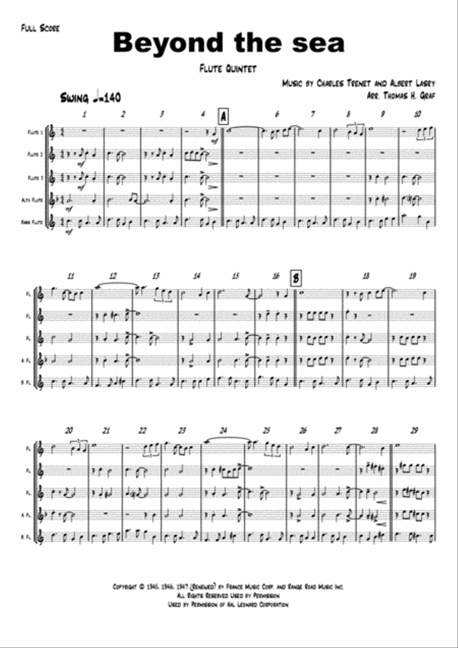 Beyond The Sea Woodwind Ensemble scores gallery preview page 1