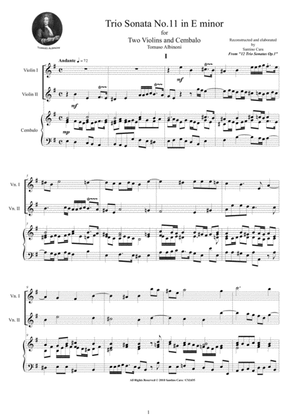 Book cover for Albinoni - Trio Sonata No.11 in E minor Op.1 for Two Violins and Cembalo or Piano