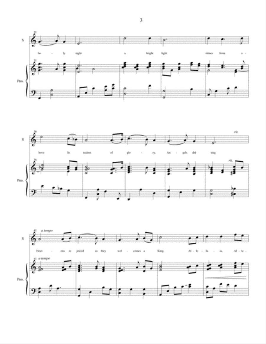 Alleluia (Silent Night) for high soprano - vocal solo or duet with piano accompaniment Piano Accompaniment scores gallery preview page 4