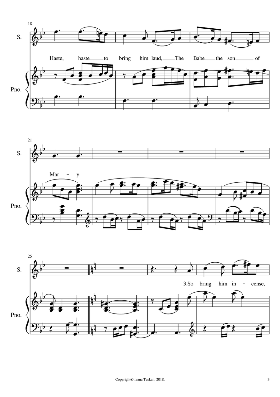What Child is This, for soprano and piano, G minor/ A minor Soprano Voice scores gallery preview page 3
