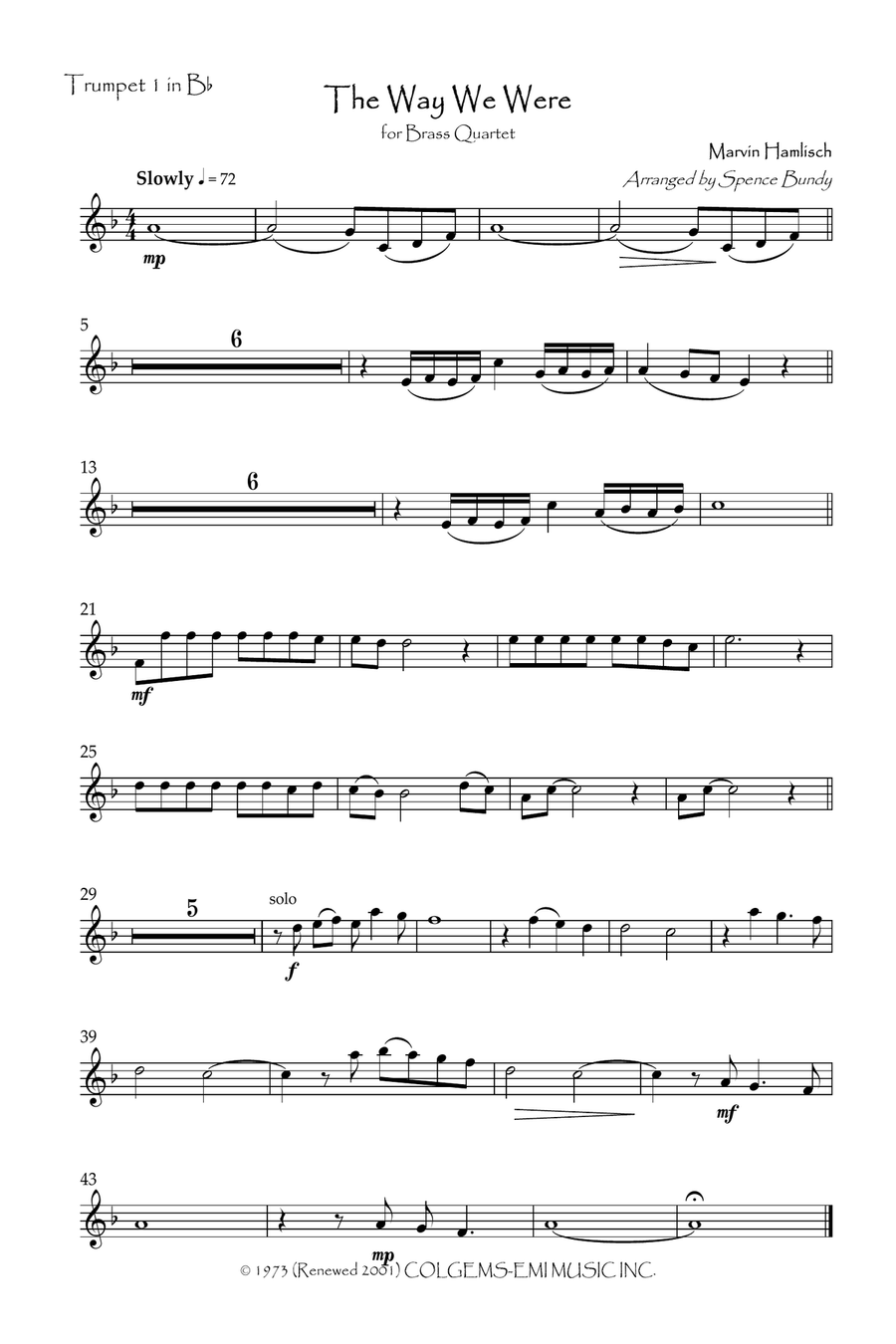 The Way We Were Brass Quartet scores gallery preview page 6