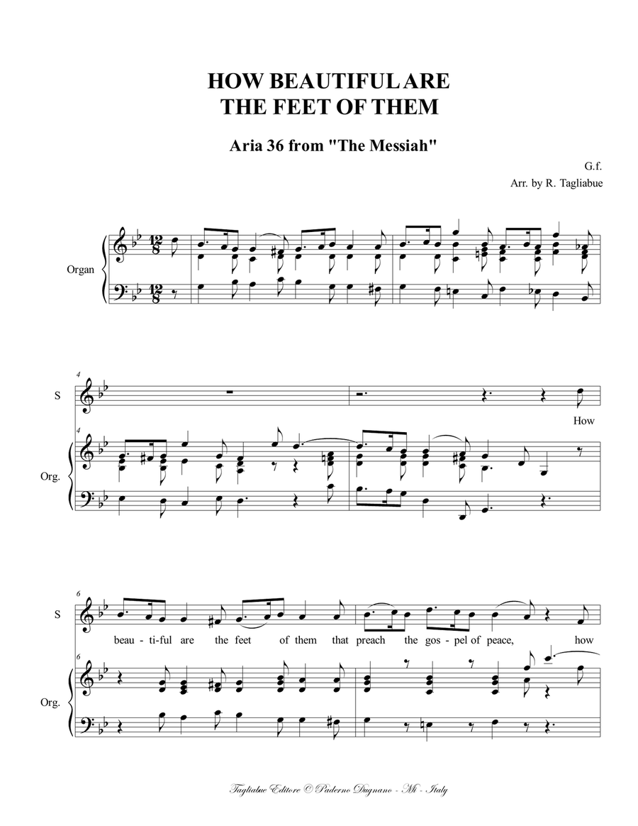 HOW BEAUTIFUL ARE THE FEET OF THEM - Aria From The Messiah - For Soprano and Organ HOW BEAUTIFUL ARE THE FEET OF THEM - Aria From The Messiah - For Soprano and Organ Organ Solo scores gallery preview page 2