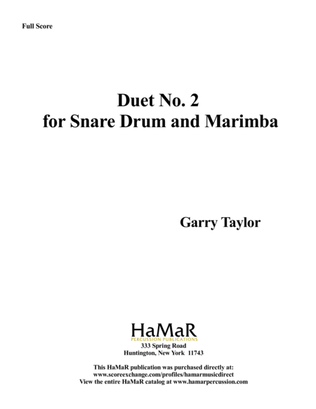 Book cover for Duet No. 2 for Snare Drum & Marimba