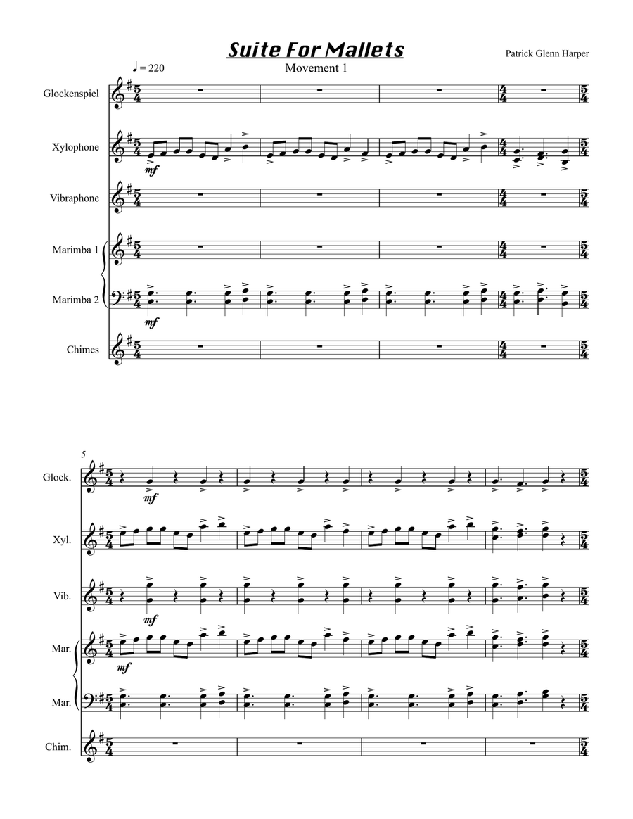 Suite for Mallets - Movement 1 Percussion scores gallery preview page 2
