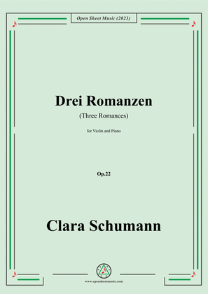 Book cover for Clara Schumann-Three Romances,Op.22,for Violin and Piano
