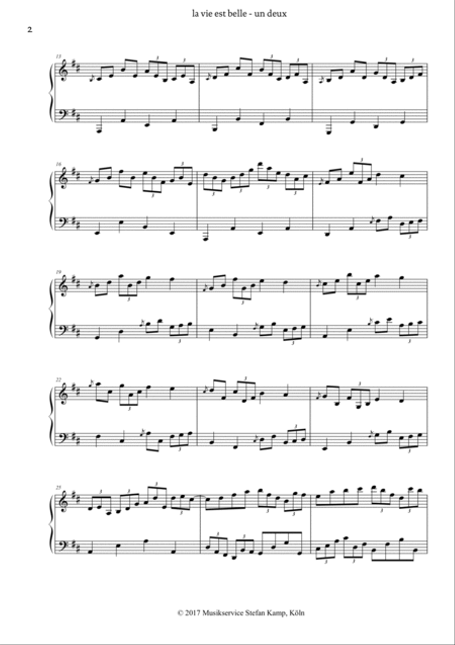 Un deux (La vie est belle) Piano Solo scores gallery preview page 2