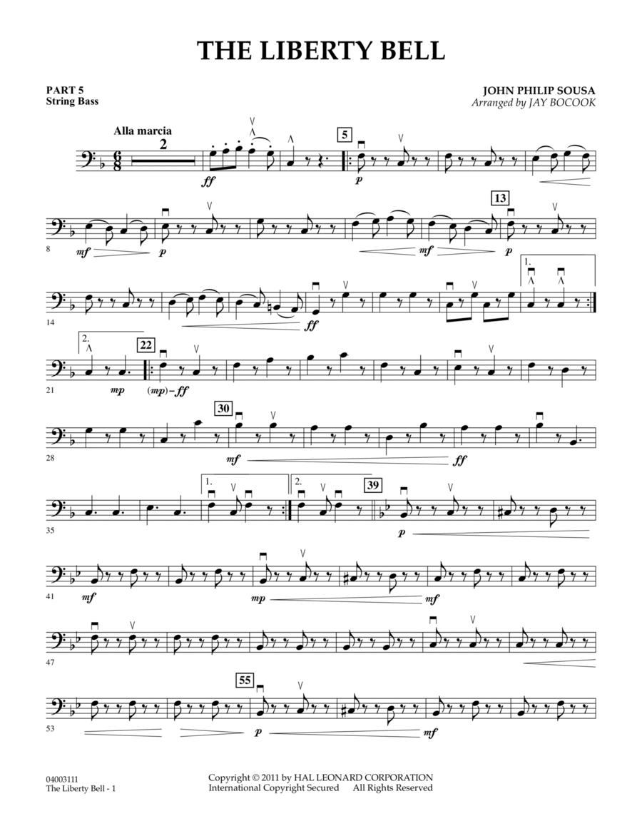 The Liberty Bell - Pt.5 - String/Electric Bass Concert Band scores gallery preview page 1