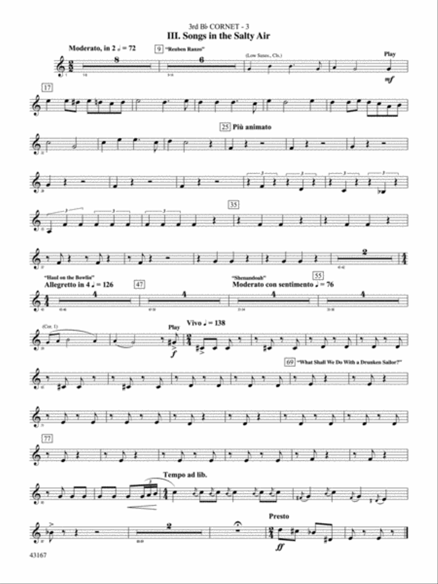 Down to the Sea in Ships (from the NBC TV Film Project 20): 3rd B-flat Cornet Concert Band scores gallery preview page 3