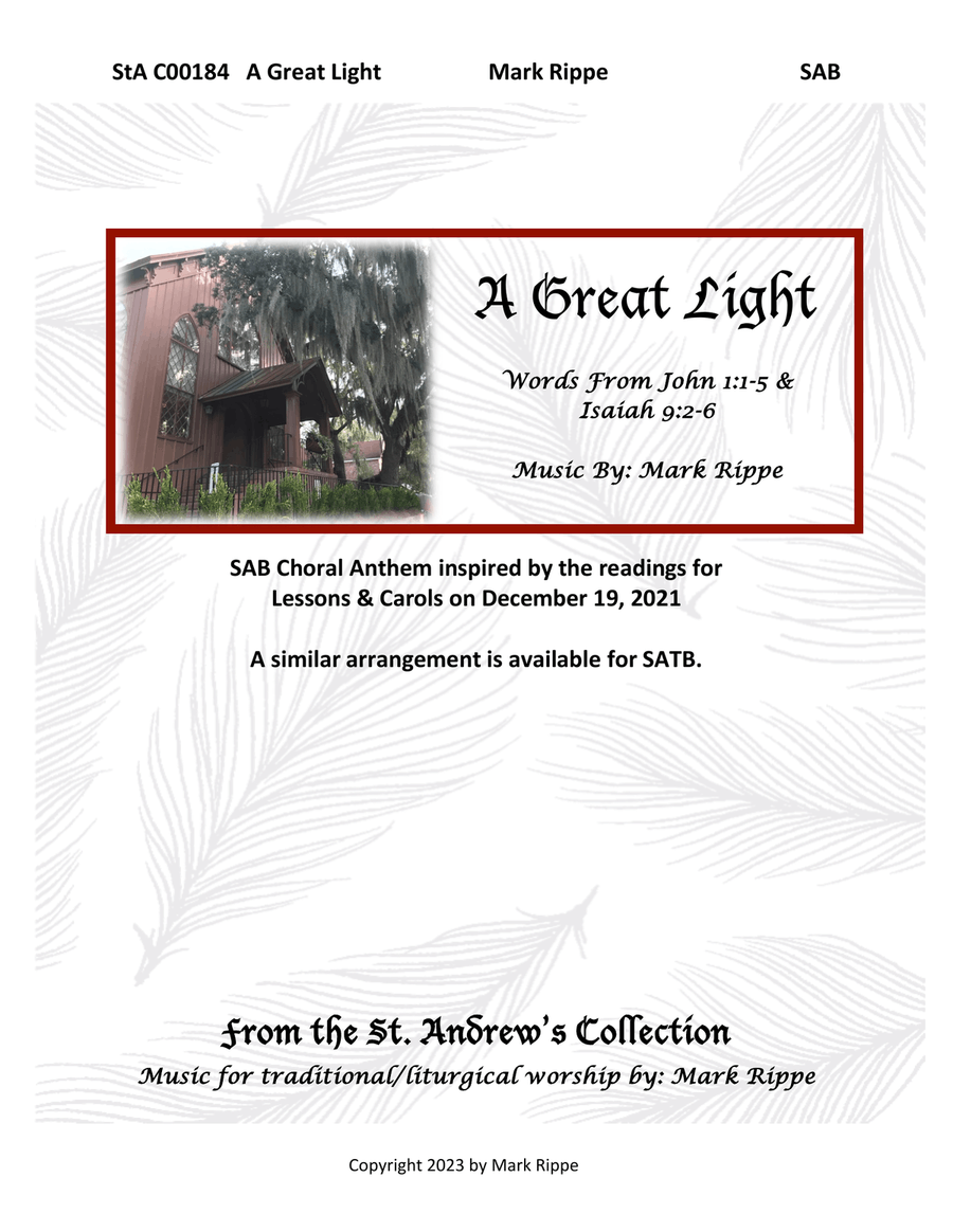 A Great Light (StA C00184) 3-Part scores gallery preview page 1