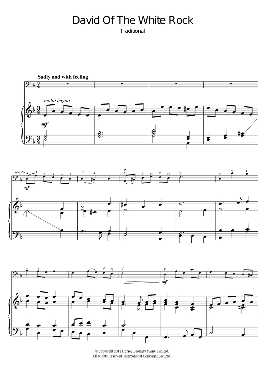 David Of The White Rock David Of The White Rock Cello Solo scores gallery preview page 1