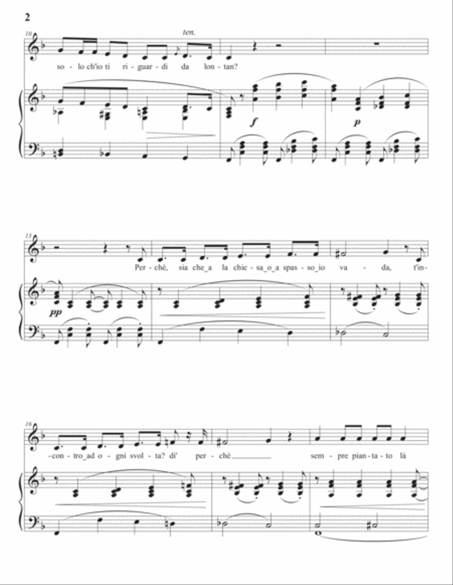 CILEA: Non ti voglio amar? (transposed to F major) Voice scores gallery preview page 3