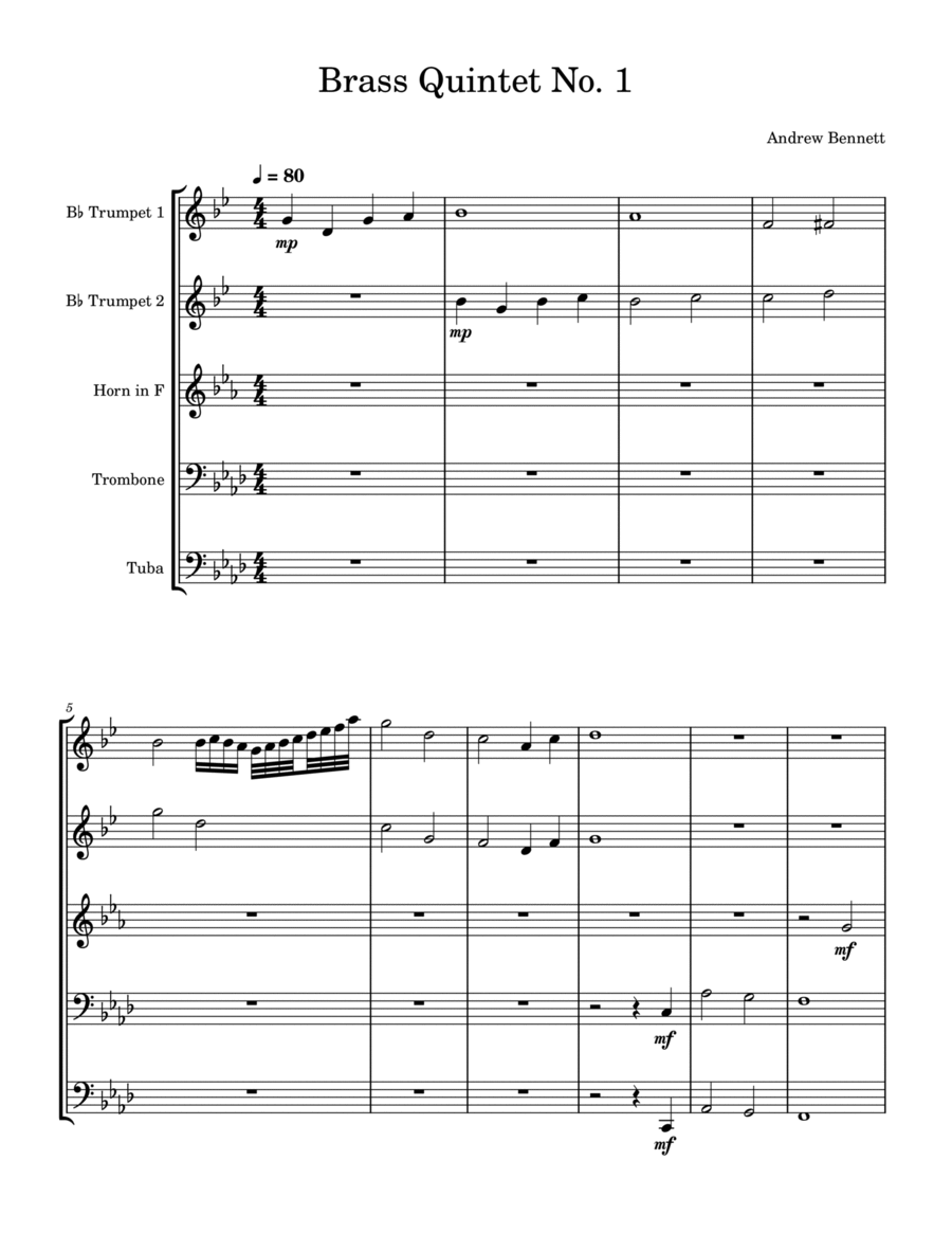 Brass Quintet No. 1 Brass Quintet scores gallery preview page 1
