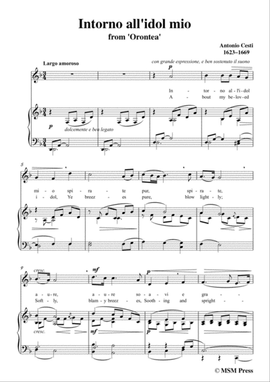 Cesti-Intorno all'idol mio,from 'Orontea',in d minor,for Voice and Piano Voice Solo scores gallery preview page 3