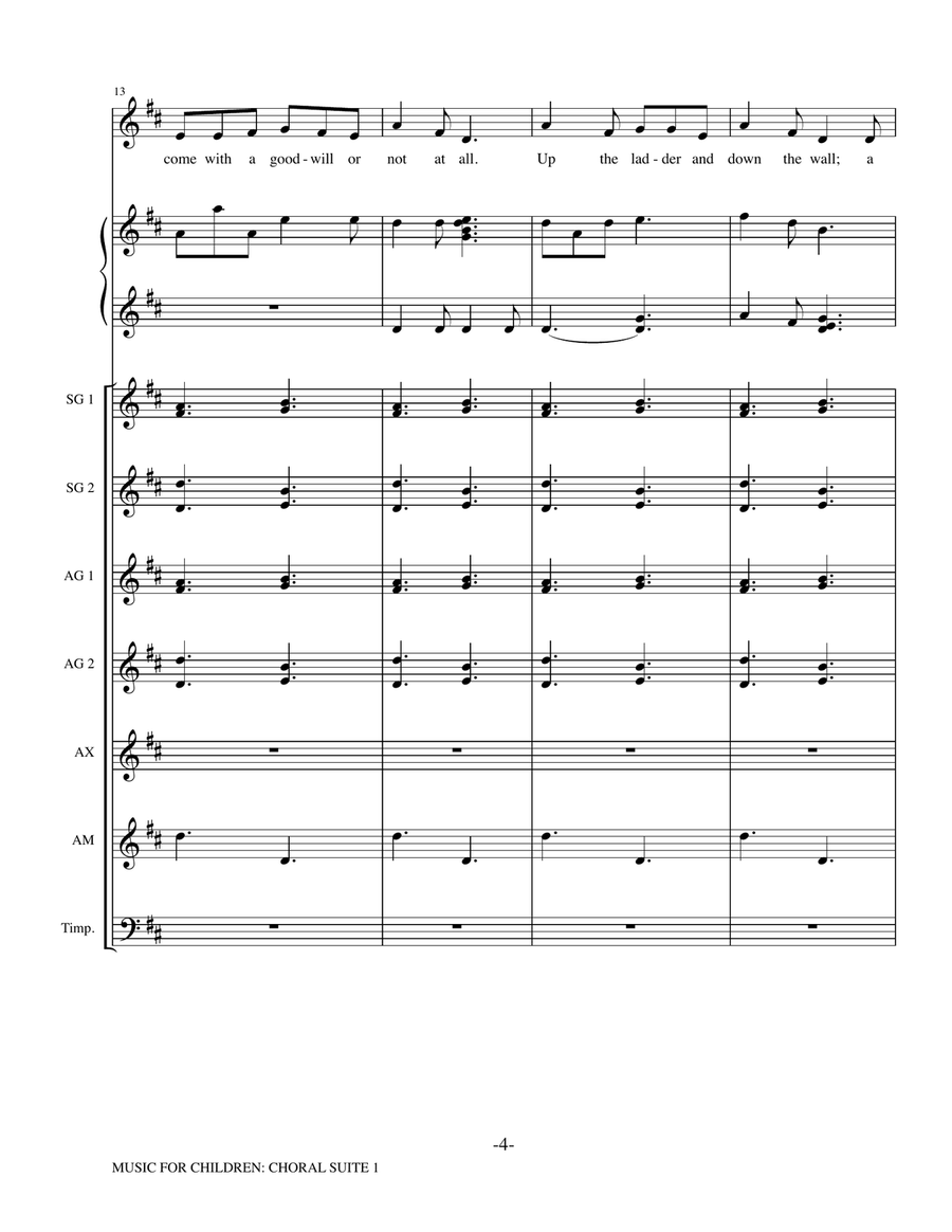 Music for Children (arr. Susan Brumfield) - Score Choir scores gallery preview page 4