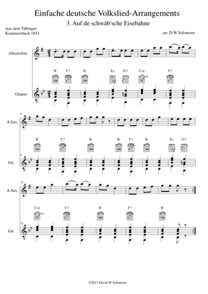 Railway Song (Auf de schwäb'sche Eisebahne) for alto-saxophone and guitar image number null