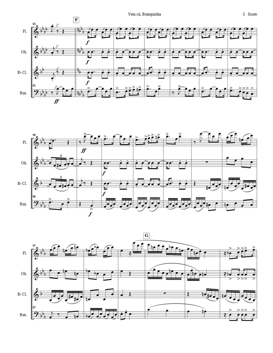 Woodwind quartet - Tango by Ernesto Nazareth Woodwind Quartet scores gallery preview page 5