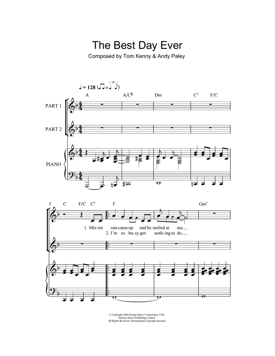 The Best Day Ever (from The SpongeBob SquarePants Movie) (arr. Rick Hein) 2-Part scores gallery preview page 1