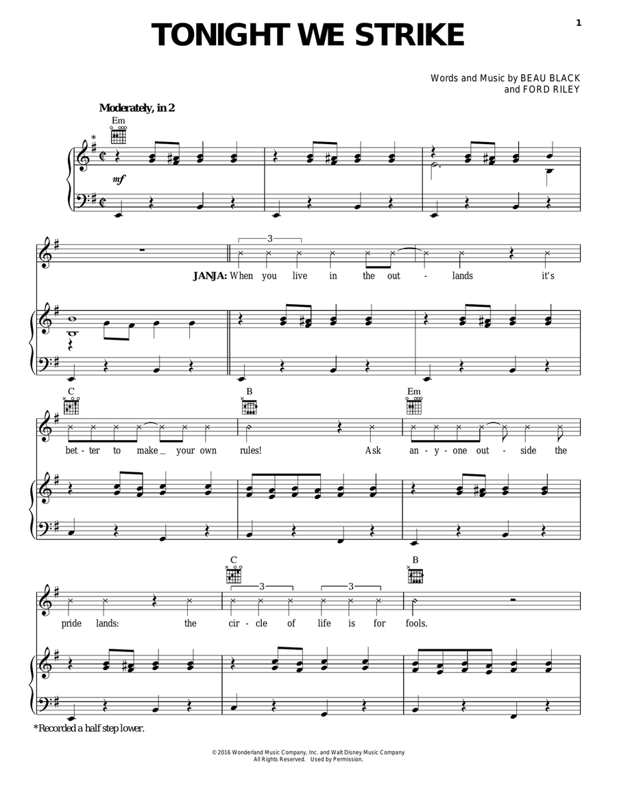 Tonight We Strike Tonight We Strike Piano, Vocal, Guitar scores gallery preview page 1