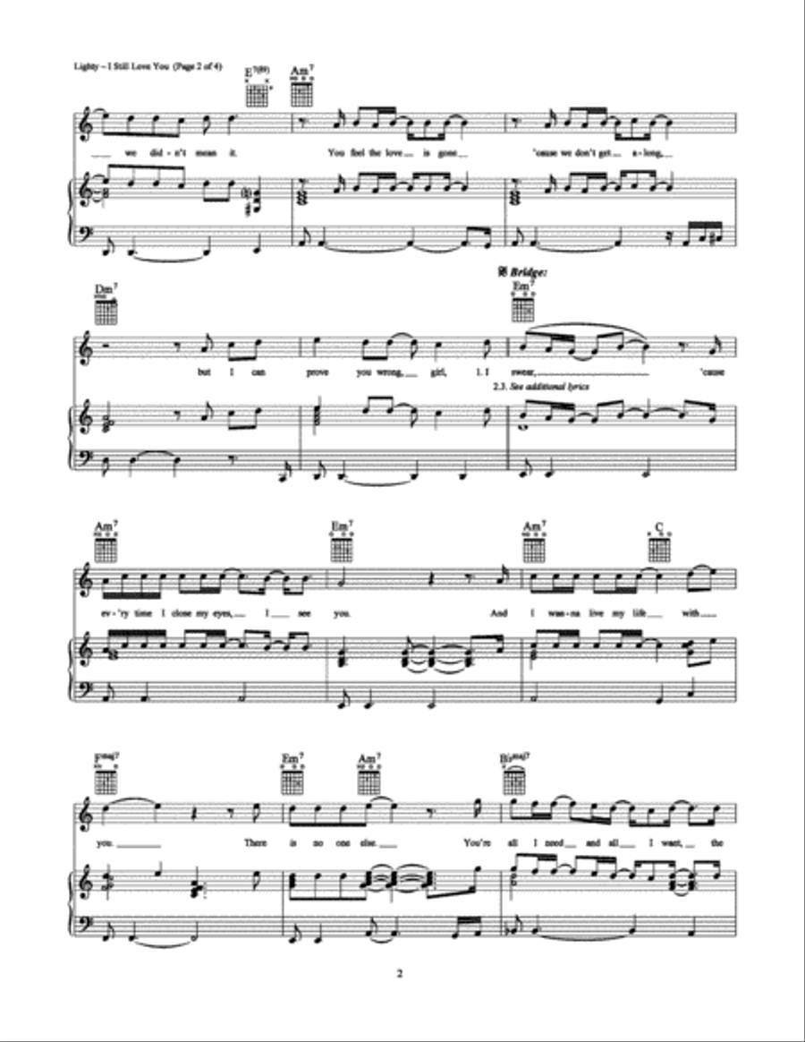I Still Love You Piano, Vocal, Guitar scores gallery preview page 2