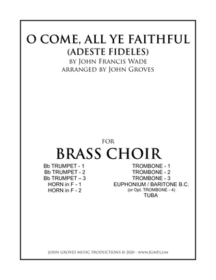 Book cover for O Come, All Ye Faithful (Adeste Fideles) - Brass Choir (Ensemble)