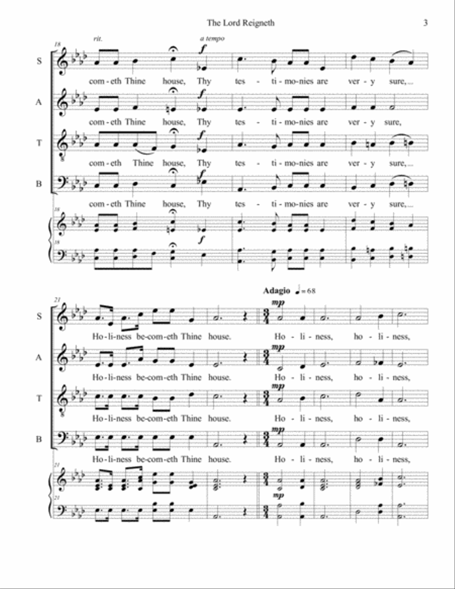 The Lord Reigneth 4-Part scores gallery preview page 3