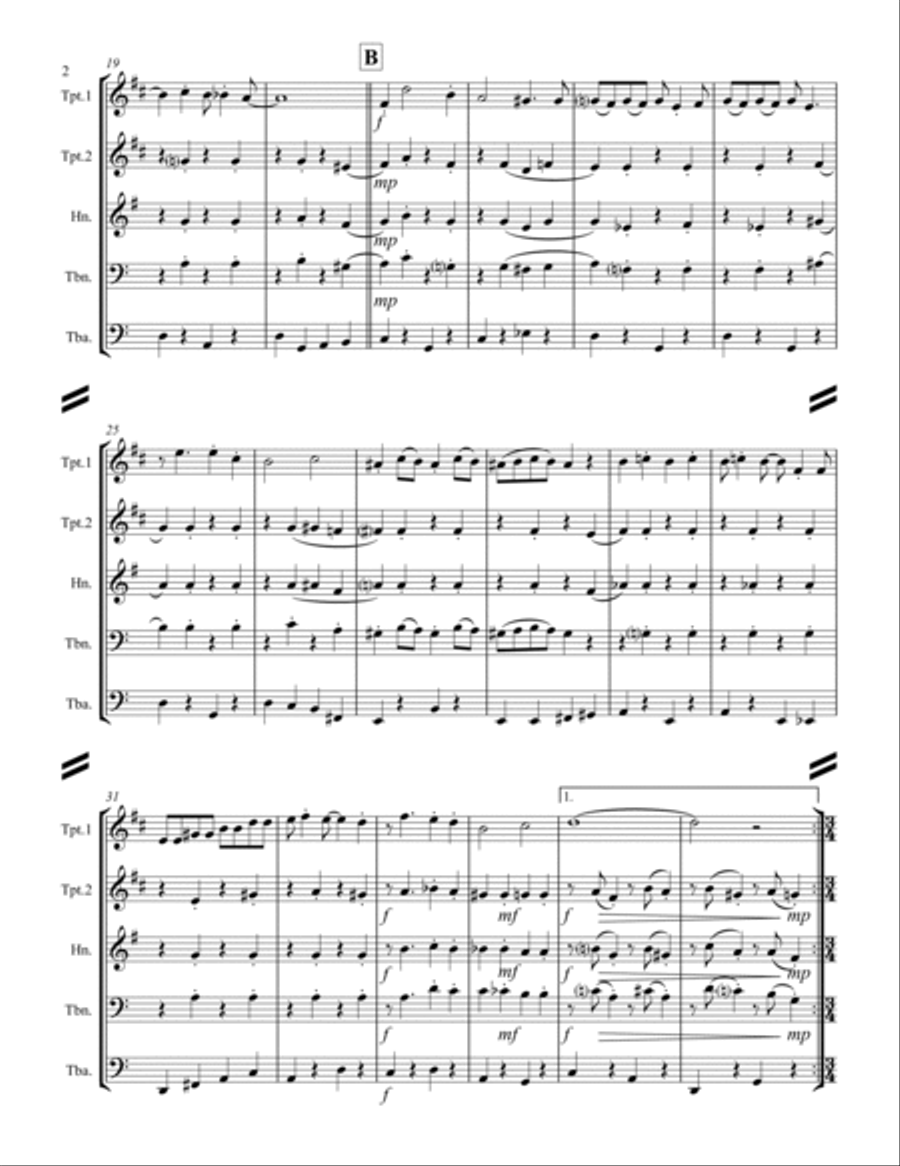 Sing-along Medley #2 (for Brass Quintet) Brass Quintet scores gallery preview page 3