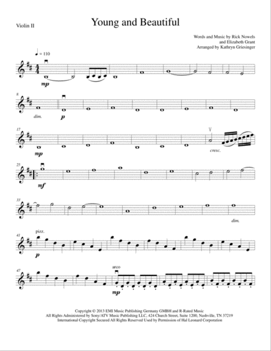 Young And Beautiful Young And Beautiful String Quartet scores gallery preview page 3