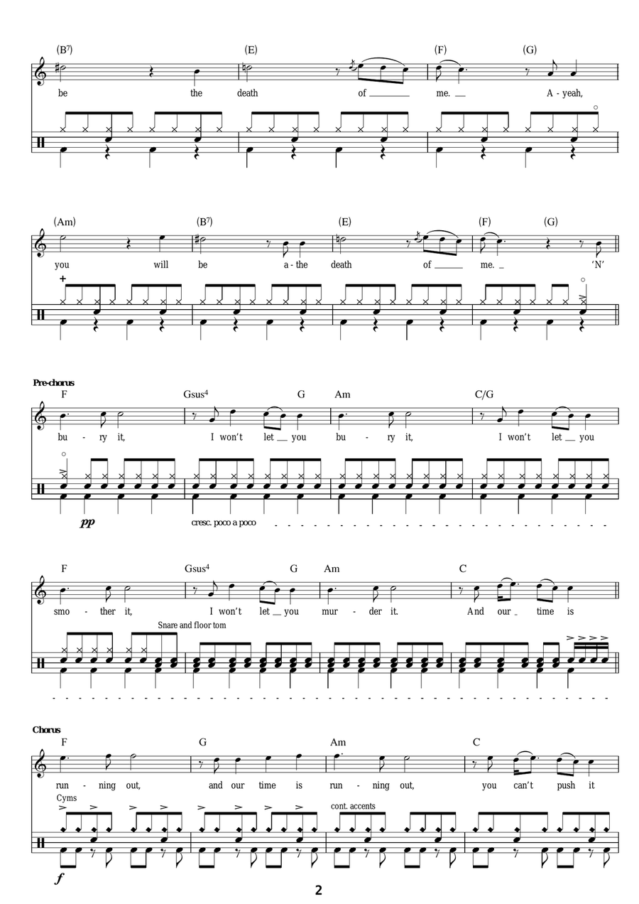 Time Is Running Out Drum Set scores gallery preview page 2