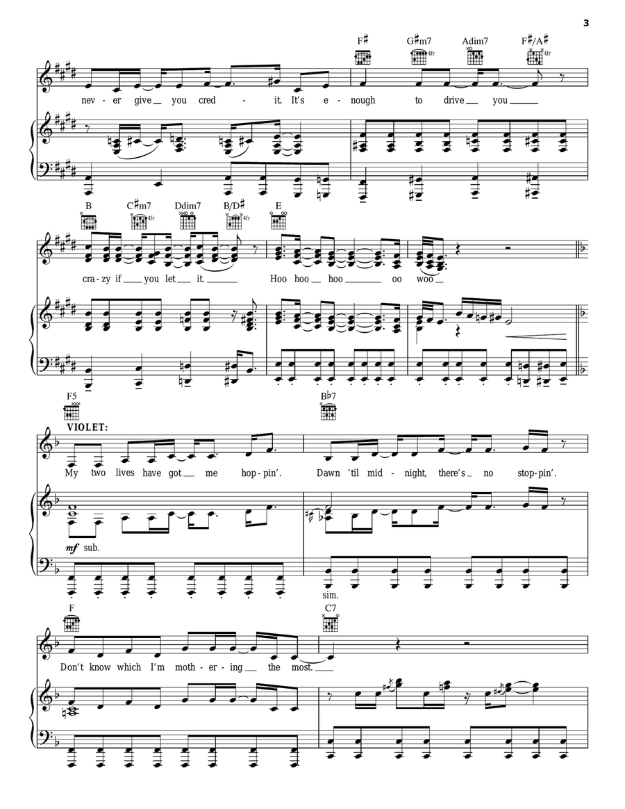 Nine To Five (from 9 to 5: The Musical) Piano, Vocal, Guitar scores gallery preview page 3