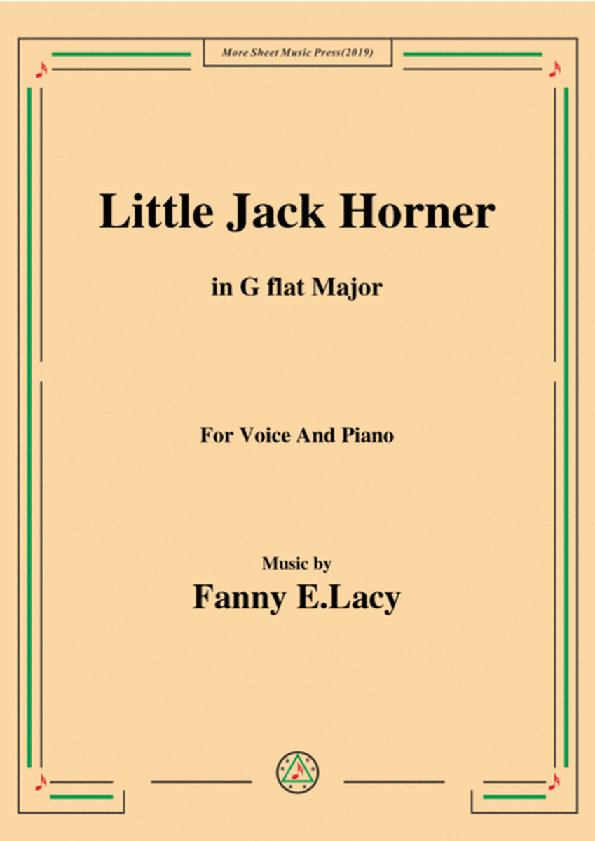 Fanny E.Lacy-Little Jack Horner,in G flat Major,for Voice and Piano image number null