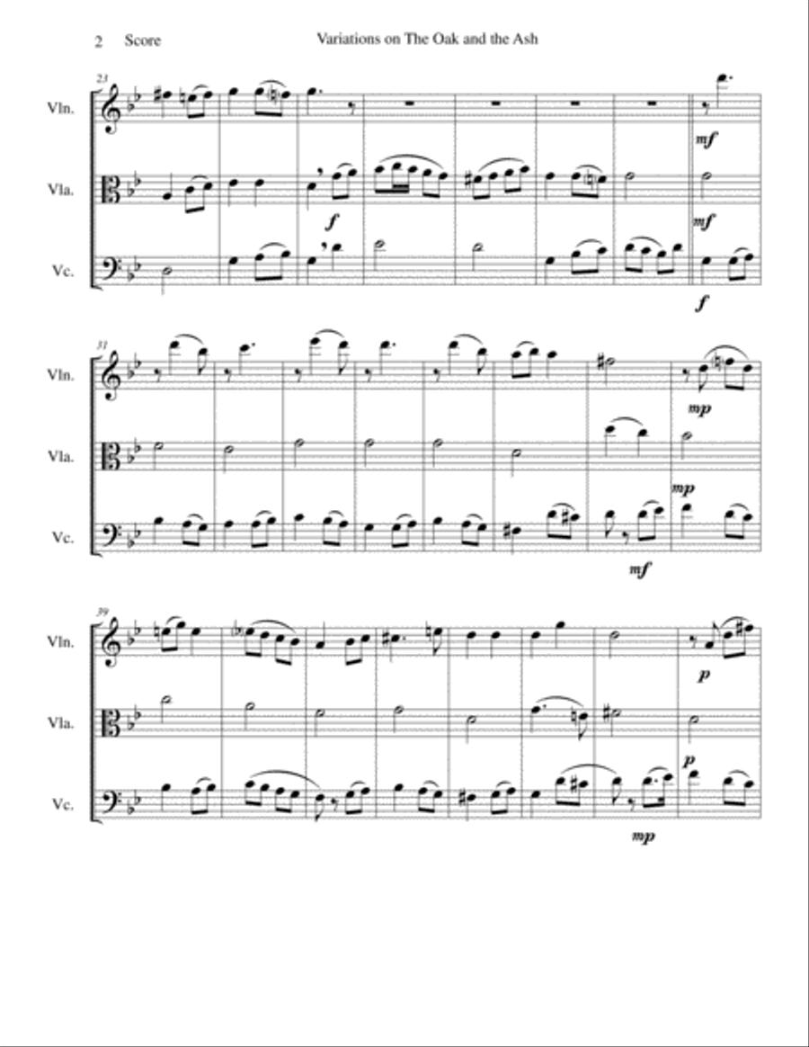 Variations on The Oak and the Ash (A north country Maid) for string trio String Trio scores gallery preview page 2