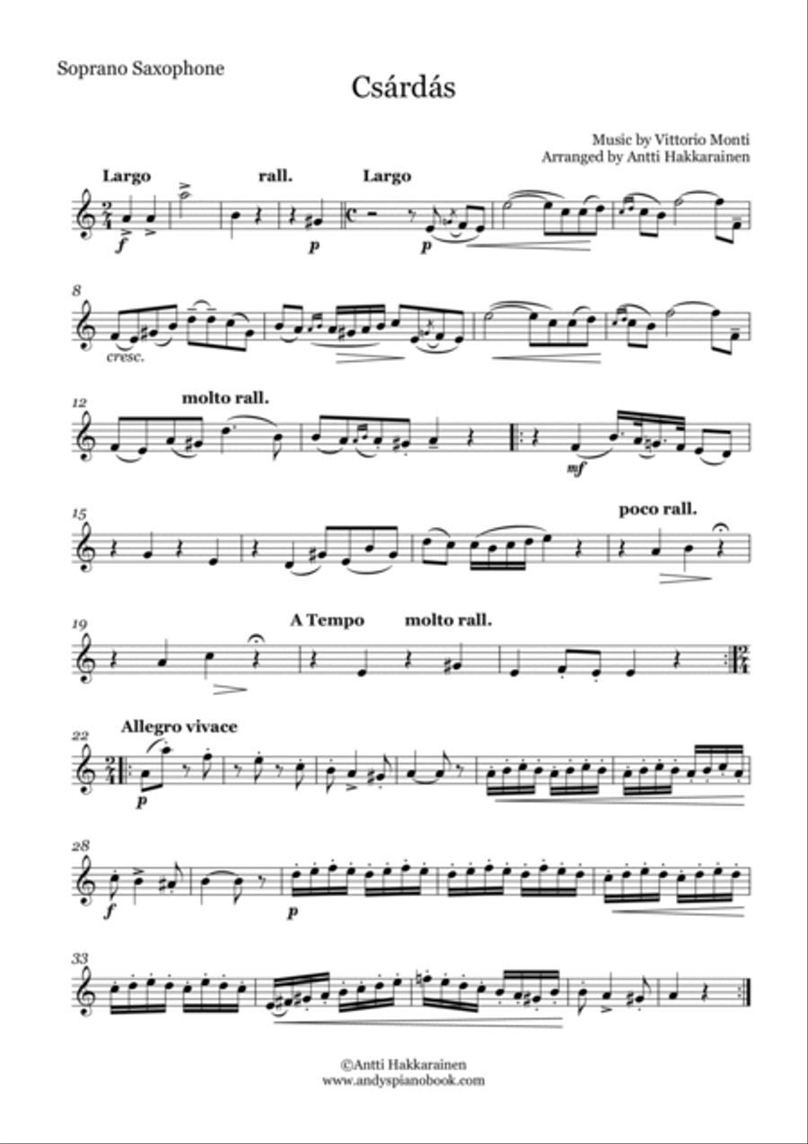 Czardas - Saxophone Quartet Czardas - Saxophone Quartet Saxophone Quartet scores gallery preview page 6