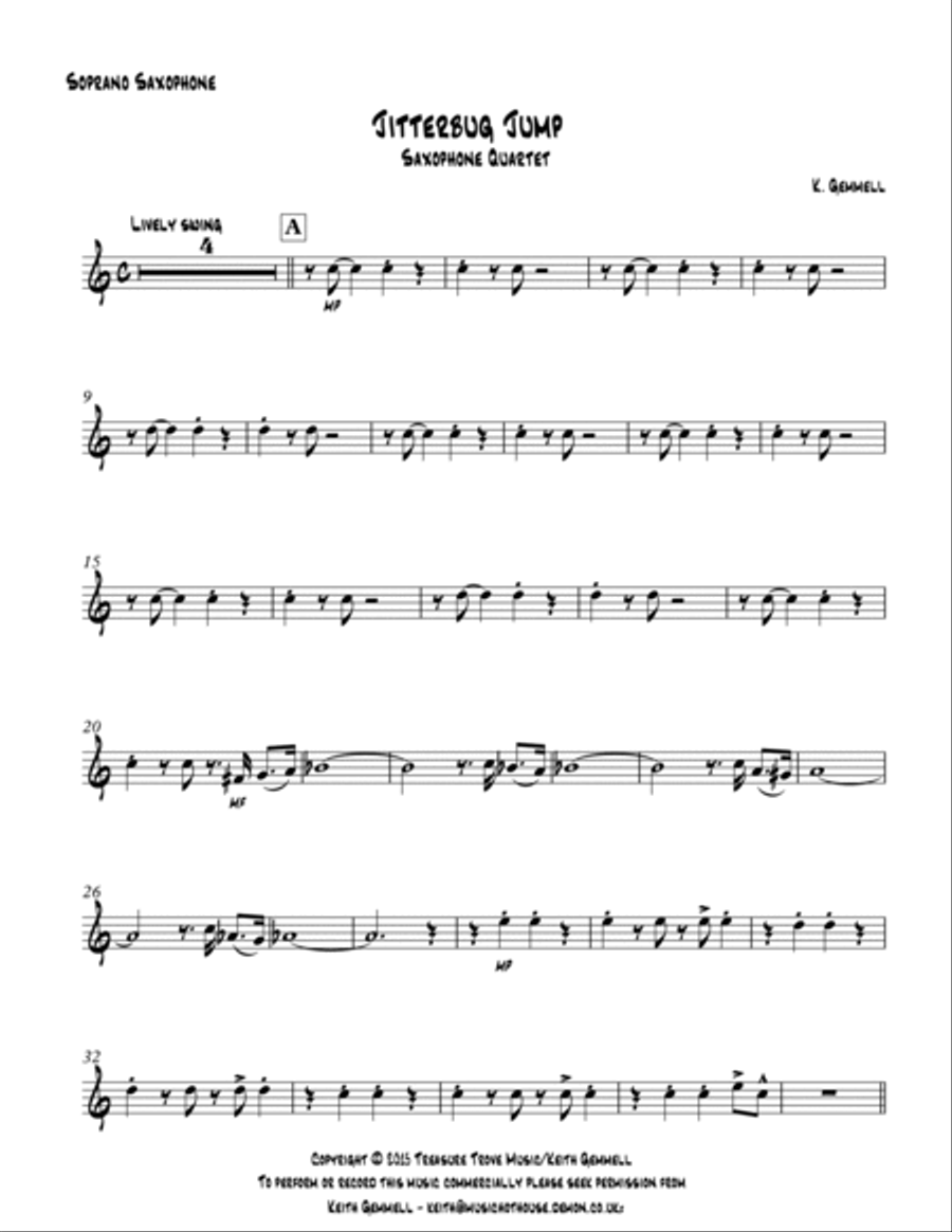 Jitterbug Jump: Saxophone Quartet Saxophone Quartet scores gallery preview page 6