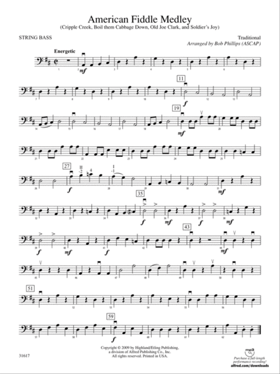 American Fiddle Medley: String Bass String Orchestra scores gallery preview page 1