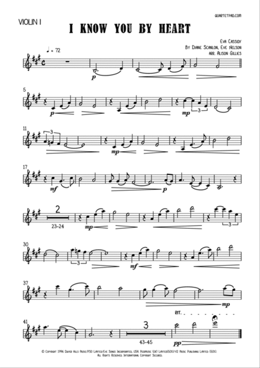 I Know You By Heart I Know You By Heart String Quartet scores gallery preview page 3