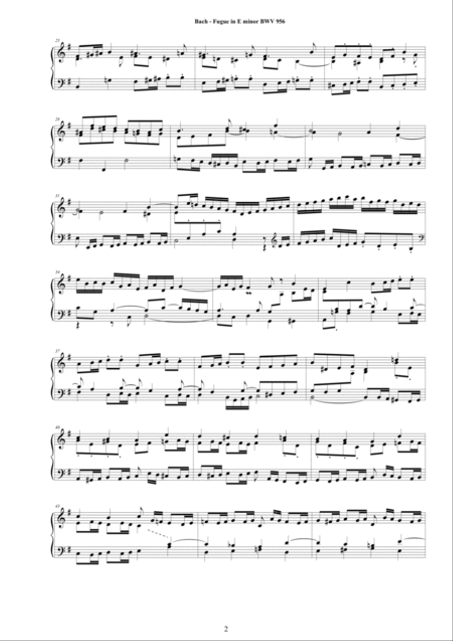 Bach - Fugue in E minor BWV 956 for Harpsichord or Piano Bach - Fugue in E minor BWV 956 for Harpsichord or Piano Harpsichord scores gallery preview page 2