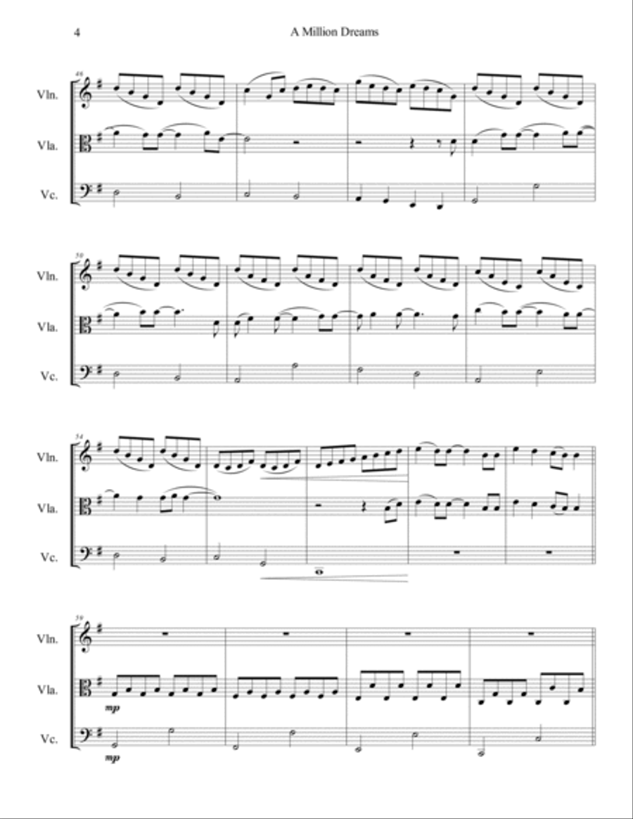 A Million Dreams String Trio scores gallery preview page 5
